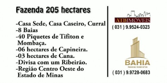 Fazenda para venda na região Centro Oeste de Minas Gerais