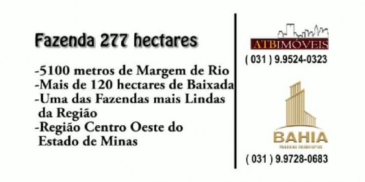 Fazenda para venda na Região Centro Oeste de Minas Gerais
