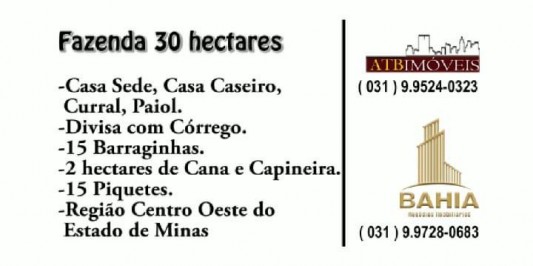 Fazenda a venda na Região Centro Oeste de Minas