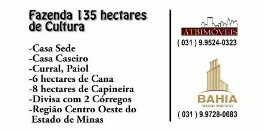 Fazenda para venda no Centro Oeste de Minas Gerais